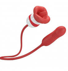 Красное продолговатое виброяицо Ashlynn с клиторальным стимулятором