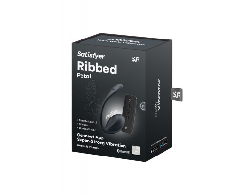 Черное виброяйцо Ribbed Petal с пультом ДУ