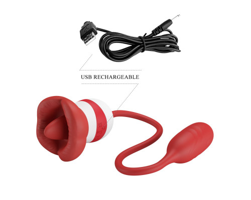 Заказать Красное виброяйцо с клиторальным стимулятором Aliyah