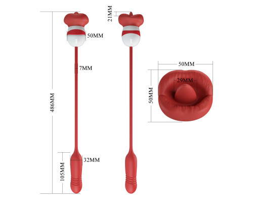 Заказать Красное продолговатое виброяицо Ashlynn с клиторальным стимулятором