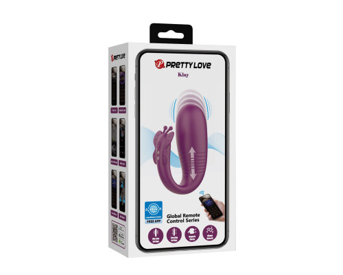 Фиолетовый интерактивный вибростимулятор с поступательными движениями Klay