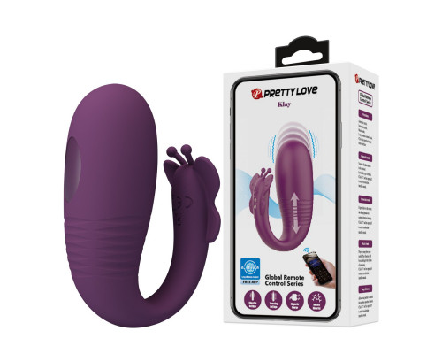 Фиолетовый интерактивный вибростимулятор с поступательными движениями Klay