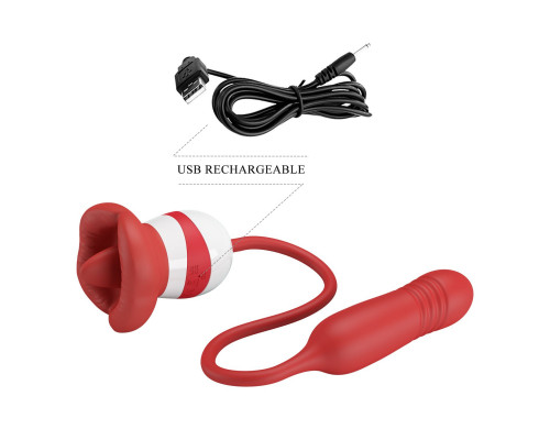 Заказать Красное продолговатое виброяицо Ashlynn с клиторальным стимулятором