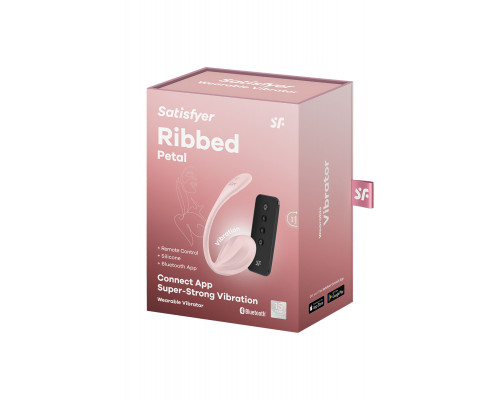 Розовое виброяйцо Ribbed Petal с пультом ДУ