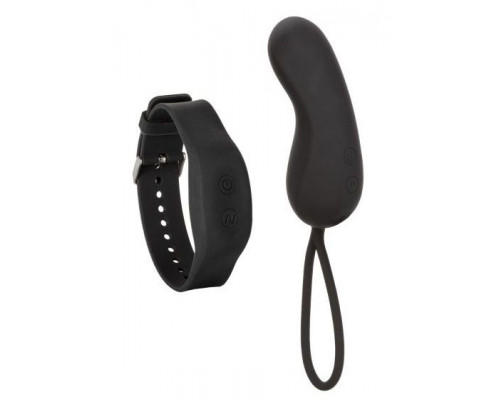 Заказать Черное виброяйцо с браслетом-пультом Wristband Remote Curve