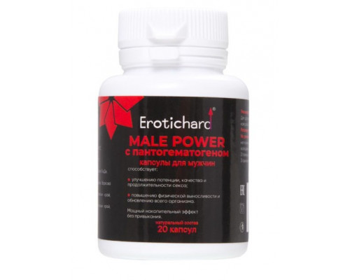 Заказать Капсулы для мужчин Erotichard male power с пантогематогеном - 20 капсул (0,370 гр.)