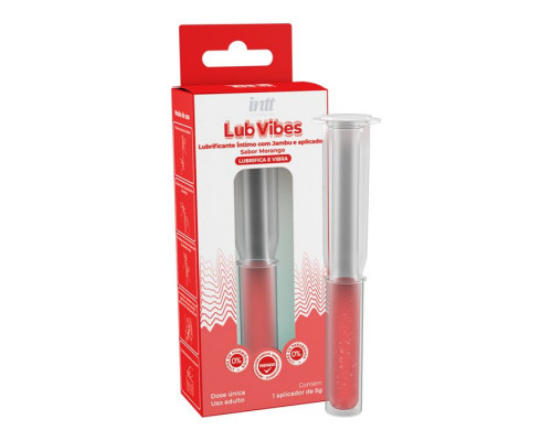 Заказать Интимная смазка на водной основе Lub Vibes со вкусом клубники и эффектом вибрации - 5 гр.