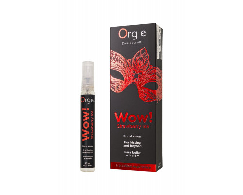 Заказать Оральный спрей ORGIE Wow! Strawberry Ice Blowjob Spray с охлаждающим и возбуждающим эффектом - 10 мл.