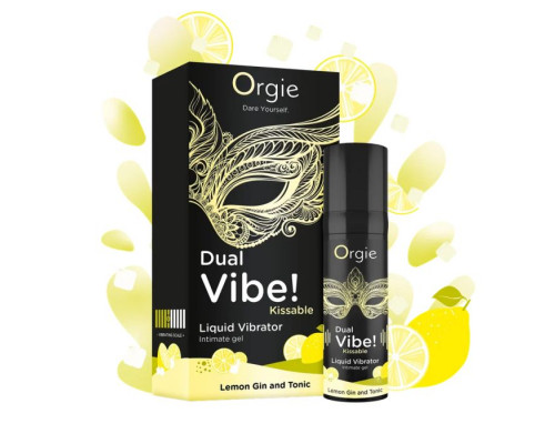 Заказать Съедобный жидкий вибратор Dual Vibe! со вкусом лимонного джина с тоником - 15 мл.