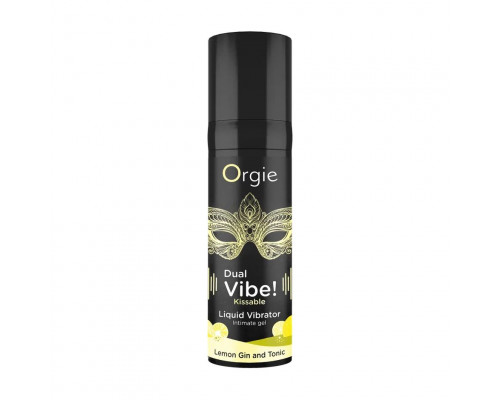 Заказать Съедобный жидкий вибратор Dual Vibe! со вкусом лимонного джина с тоником - 15 мл.