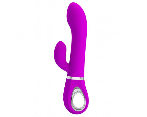 Лиловый вибратор-ротатор с клиторальным отростком Ternence - 19,6 см.