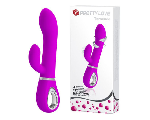 Лиловый вибратор-ротатор с клиторальным отростком Ternence - 19,6 см.