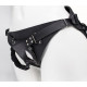 Заказать Телесный реалистичный фаллоимитатор на черных трусиках Real Big Strap-On - 34,5 см.