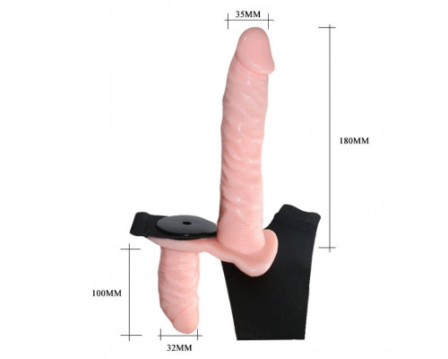 Заказать Женский страпон с вибрацией и вагинальной пробкой Ultra Passionate Harness - 18 см.