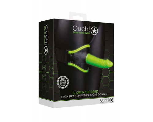 Заказать Люминесцентный страпон с креплением на ногу