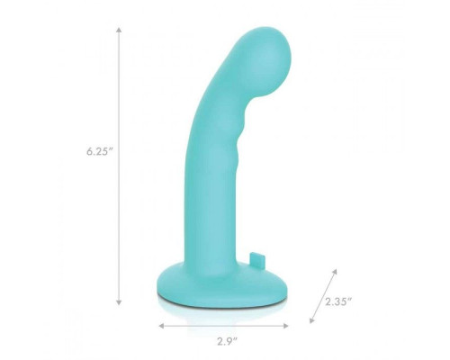 Заказать Голубая изогнутая насадка 6in Remote Control Ripple P-Spot G-Spot на черных трусиках - 16 см.