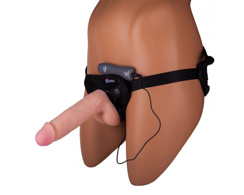 Заказать Страпон с 2 насадками и вибрацией UniStrap - 19 и 12 см.