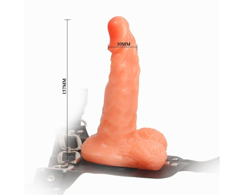 Заказать Реалистичный страпон на трусиках с заклепками - 15,7 см.