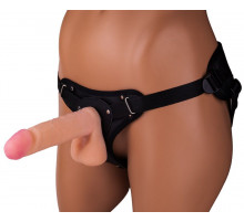 Женский страпон с реалистичной насадкой и вагинальной пробкой - 16 см.