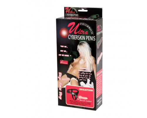 Заказать Телесный фаллос на трусиках регулирующегося размера - 19 см.