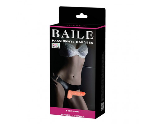 Заказать Поясной фаллос на черных трусиках - 15 см.