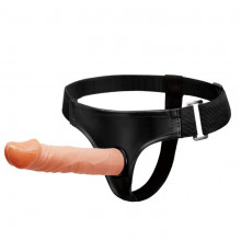 Телесный фаллос на трусиках регулирующегося размера - 19 см.