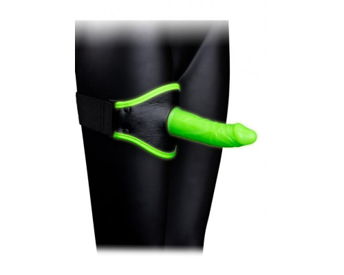 Заказать Люминесцентный страпон с креплением на ногу