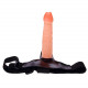 Заказать Телесный фаллос на трусиках регулирующегося размера - 19 см.