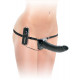 Заказать Черный страпон с вагинальной пробкой Deluxe Vibrating Penetrix Strap-On - 19 см.