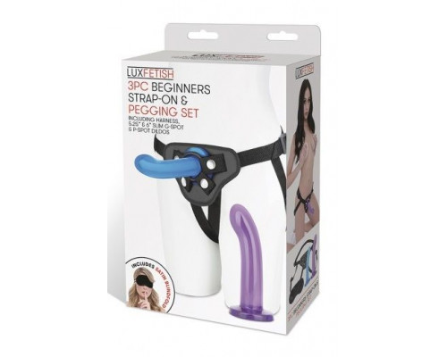 Заказать Страпон унисекс Beginners Strap-On с 2 насадками - 15 и 13 см.