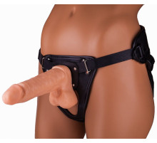 Реалистичная насадка-фаллос на трусиках с плугом - 19 см.