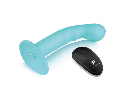 Заказать Голубая изогнутая насадка 6in Remote Control Ripple P-Spot G-Spot на черных трусиках - 16 см.