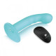 Заказать Голубая изогнутая насадка 6in Remote Control Ripple P-Spot G-Spot на черных трусиках - 16 см.