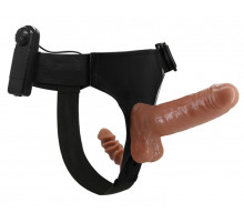 Страпон с вагинальной пробкой и вибрацией Ultra Passionate Harness - 16 см.