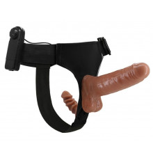 Страпон с вагинальной пробкой и вибрацией Ultra Passionate Harness - 16 см.