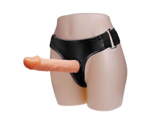 Заказать Телесный фаллос на трусиках регулирующегося размера - 19 см.