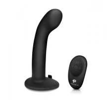 Черный вибрострапон с загнутой головкой Pegasus с пультом ДУ - 15 см.