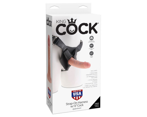Заказать Телесный страпон Strap-on Harness Cock - 15,2 см.