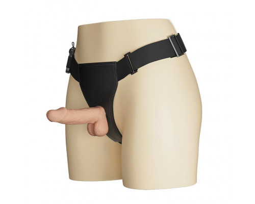 Заказать Женский страпон на регулируемых ремешках с вибрацией - 19,4 см.