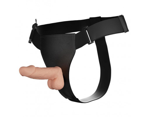 Заказать Женский страпон на регулируемых ремешках с вибрацией - 19,4 см.