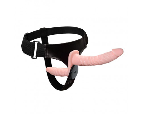 Заказать Женский страпон с вибрацией и вагинальной пробкой Ultra Passionate Harness - 18 см.