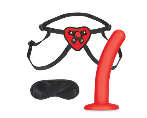 Заказать Красный поясной фаллоимитатор Red Heart Strap on Harness   5in Dildo Set - 12,25 см.