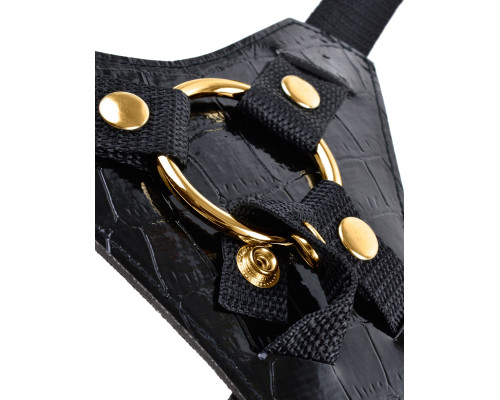Заказать Чёрный с золотом женский страпон Designer Strap-On Заказать Чёрный с золотом женский страпон Designer Strap-On